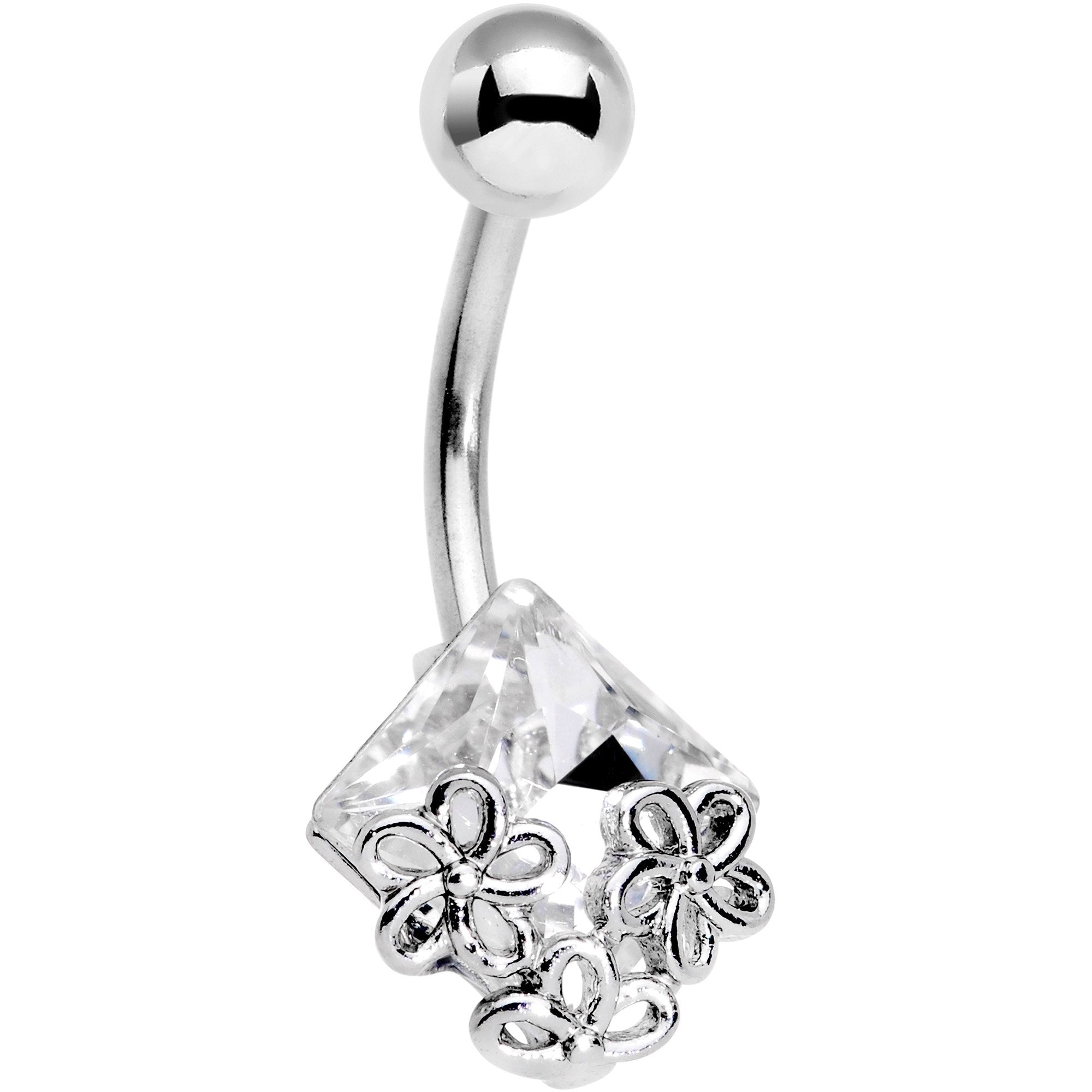BodyCandy Clear Gem Square Lovely Garden Belly Ring — main product shot