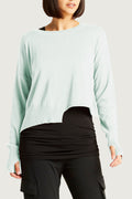 Pima Cotton Mini Knit Crewneck Sweater - Mint