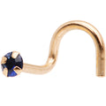 BodyCandy Solid 14K Yellow Gold 2mm Blue Cubic Zirconia SOLITAIRE Nose Ring — main product shot