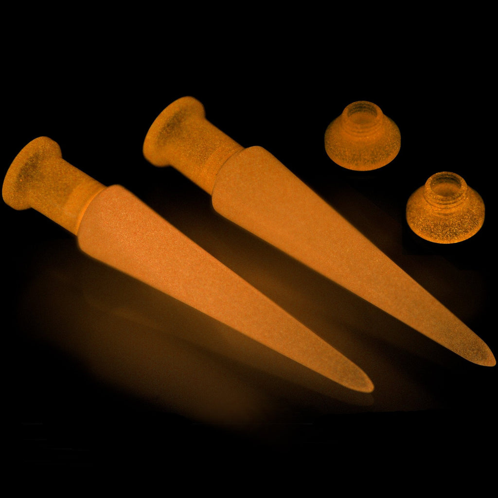 BodyCandy 2 in 1 Pink Glow in Dark Interchangeable Screw Fit Plug and Taper Set — detail close-up