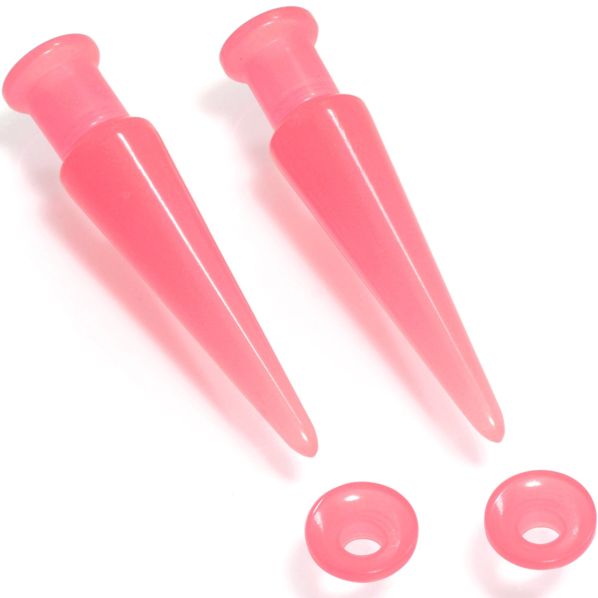 BodyCandy 2 in 1 Pink Glow in Dark Interchangeable Screw Fit Plug and Taper Set — back view