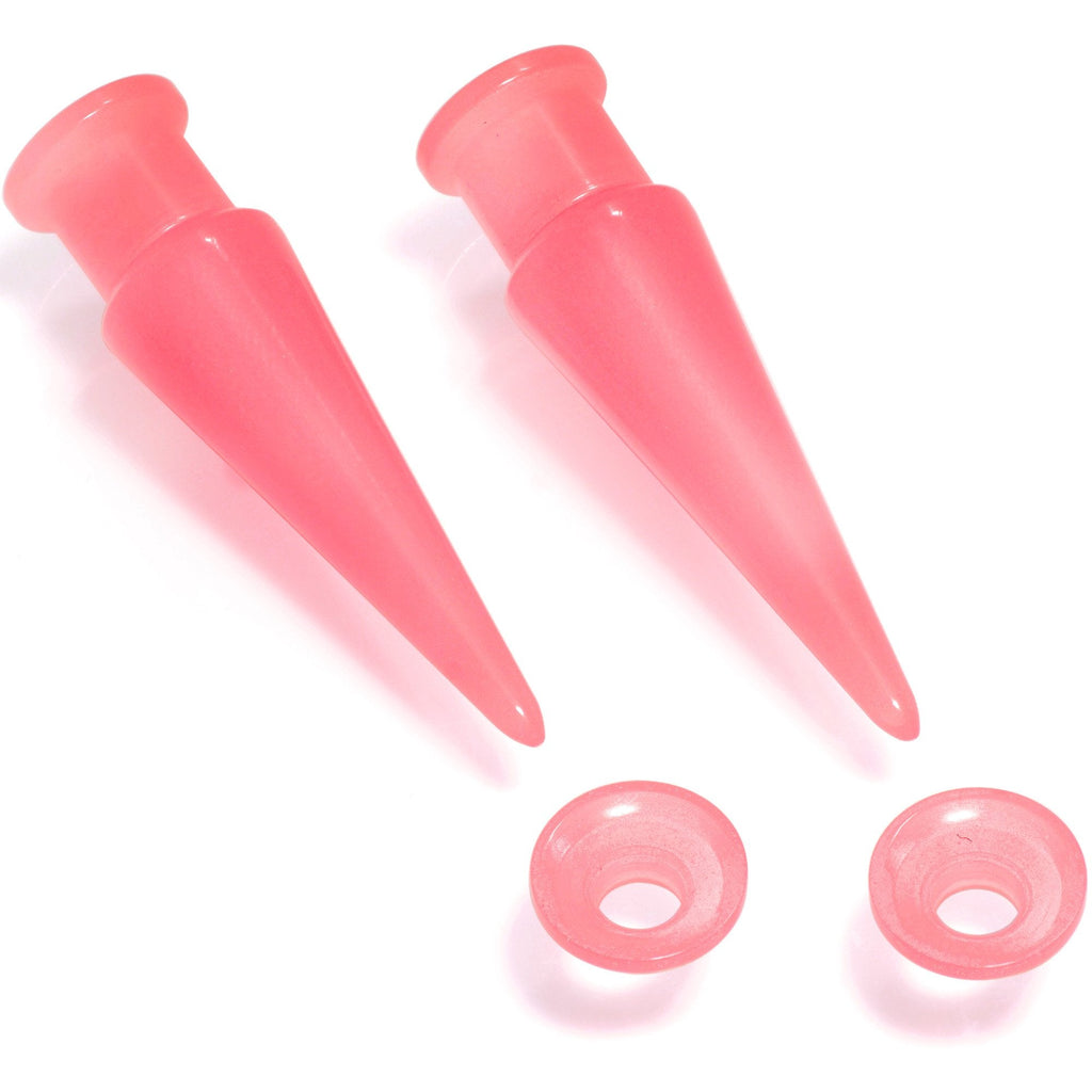 BodyCandy 2 in 1 Pink Glow in Dark Interchangeable Screw Fit Plug and Taper Set — alternative angle
