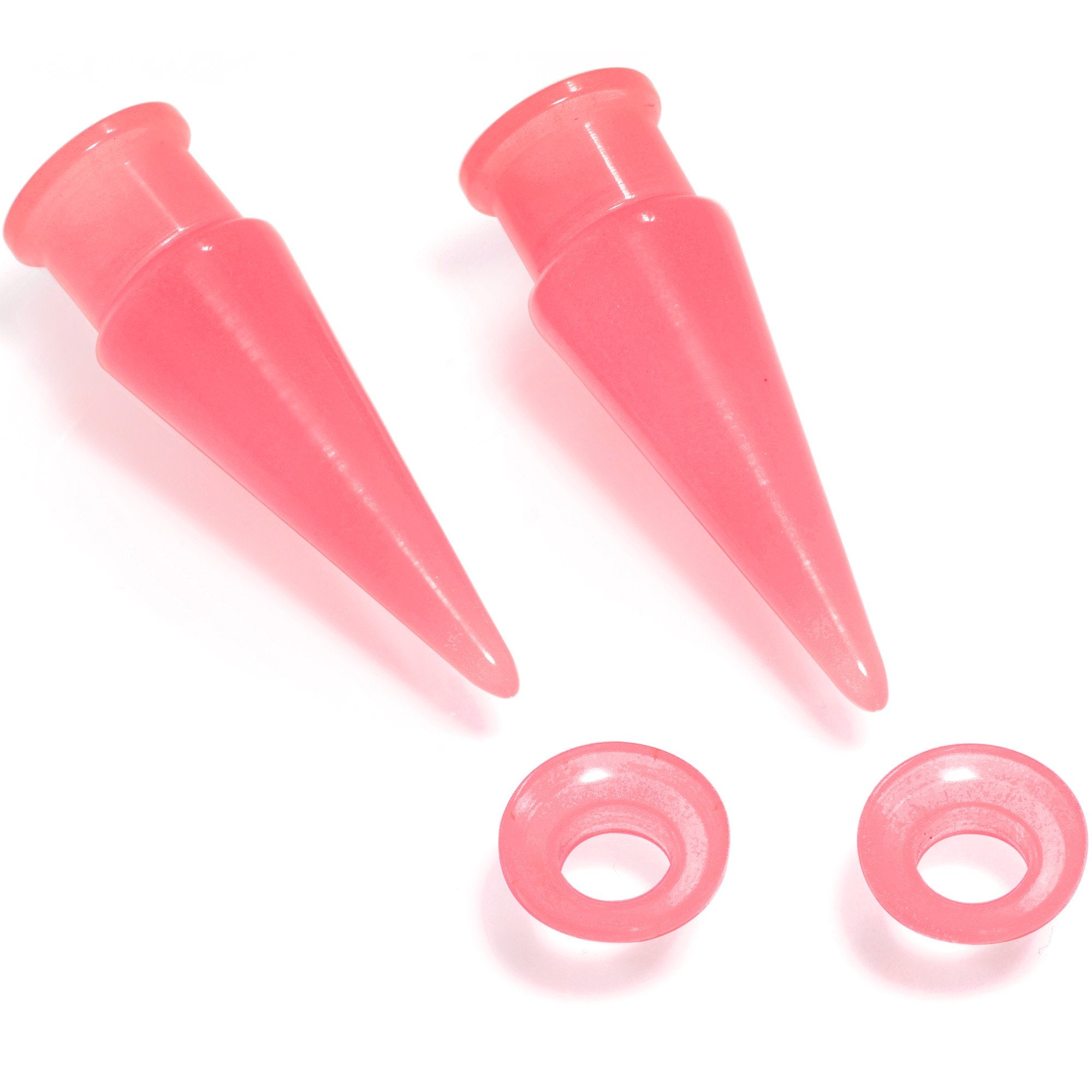 BodyCandy 2 in 1 Pink Glow in Dark Interchangeable Screw Fit Plug and Taper Set — in-use photo