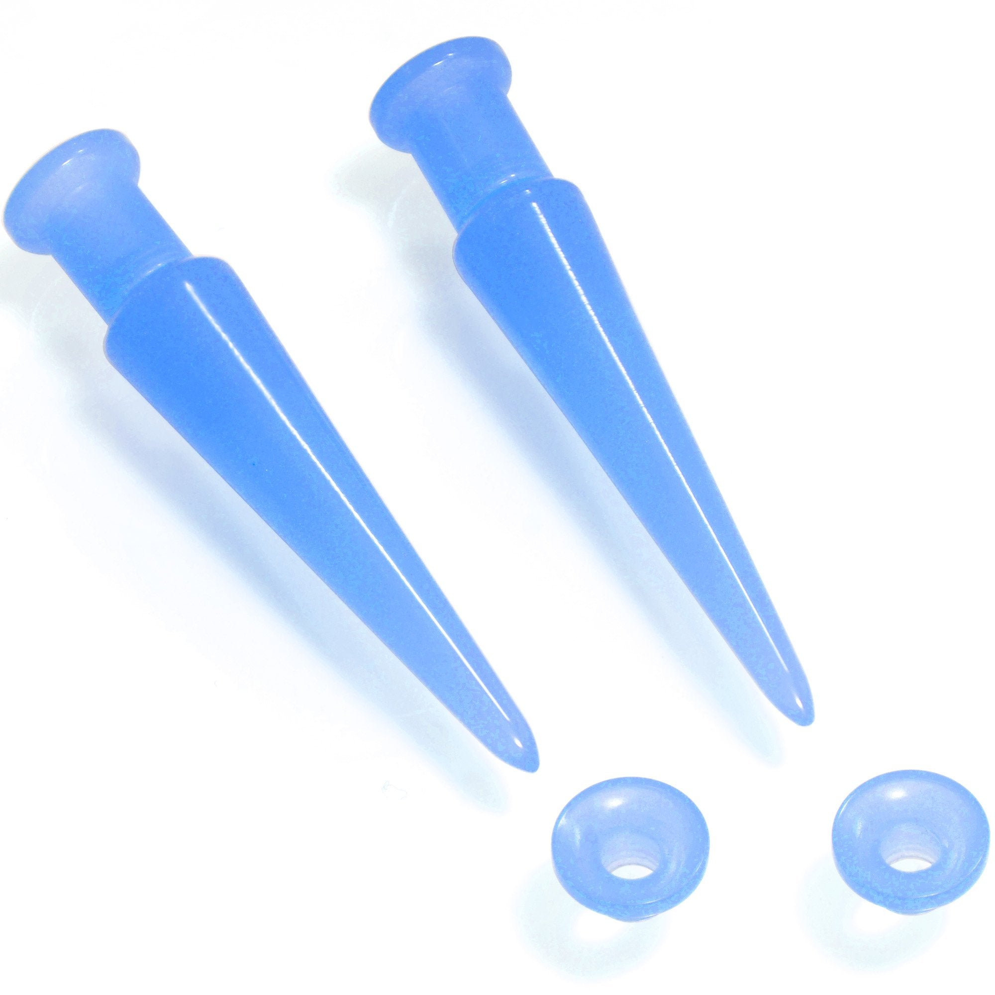 BodyCandy 2 in 1 Blue Glow in Dark Interchangeable Screw Fit Plug and Taper Set — main product shot