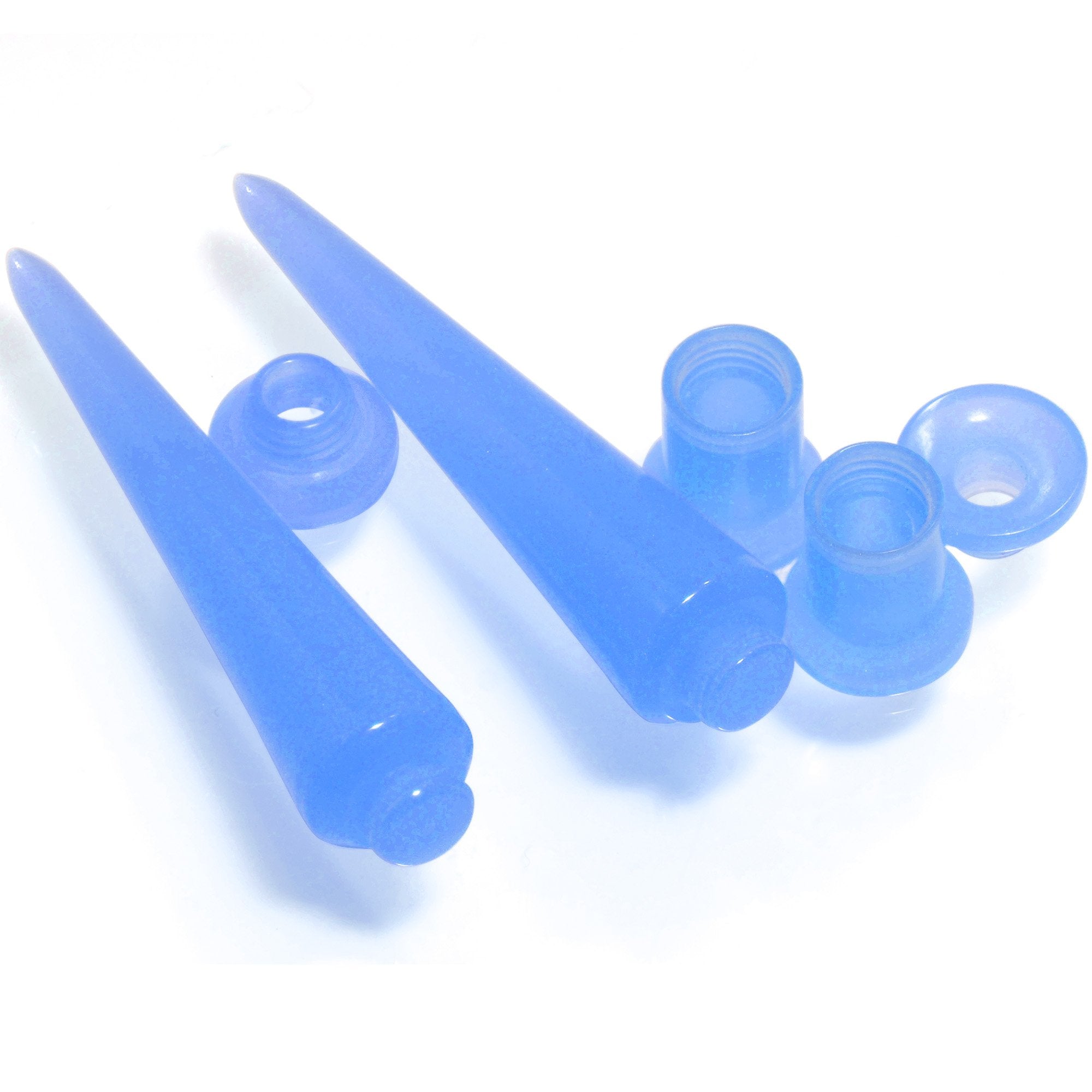 BodyCandy 2 in 1 Blue Glow in Dark Interchangeable Screw Fit Plug and Taper Set — side view