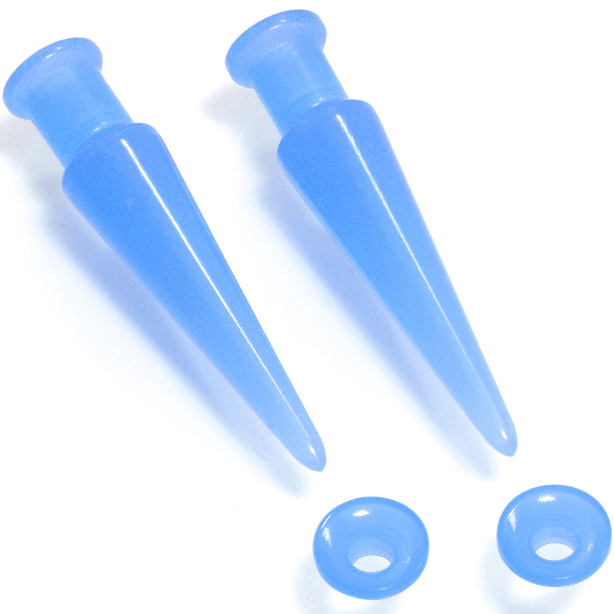BodyCandy 2 in 1 Blue Glow in Dark Interchangeable Screw Fit Plug and Taper Set — back view
