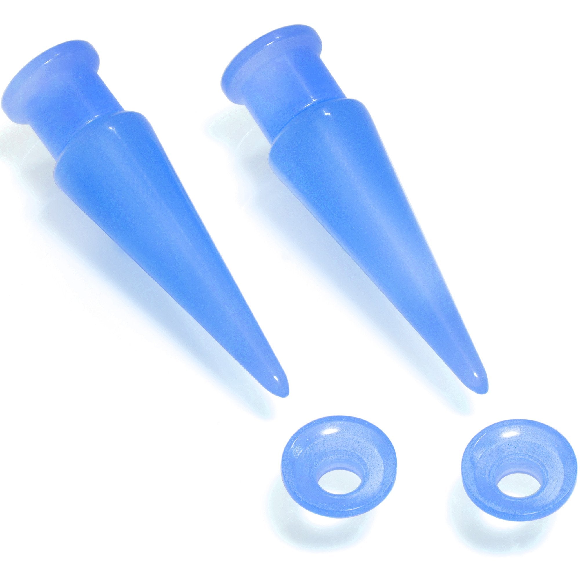 BodyCandy 2 in 1 Blue Glow in Dark Interchangeable Screw Fit Plug and Taper Set — alternative angle