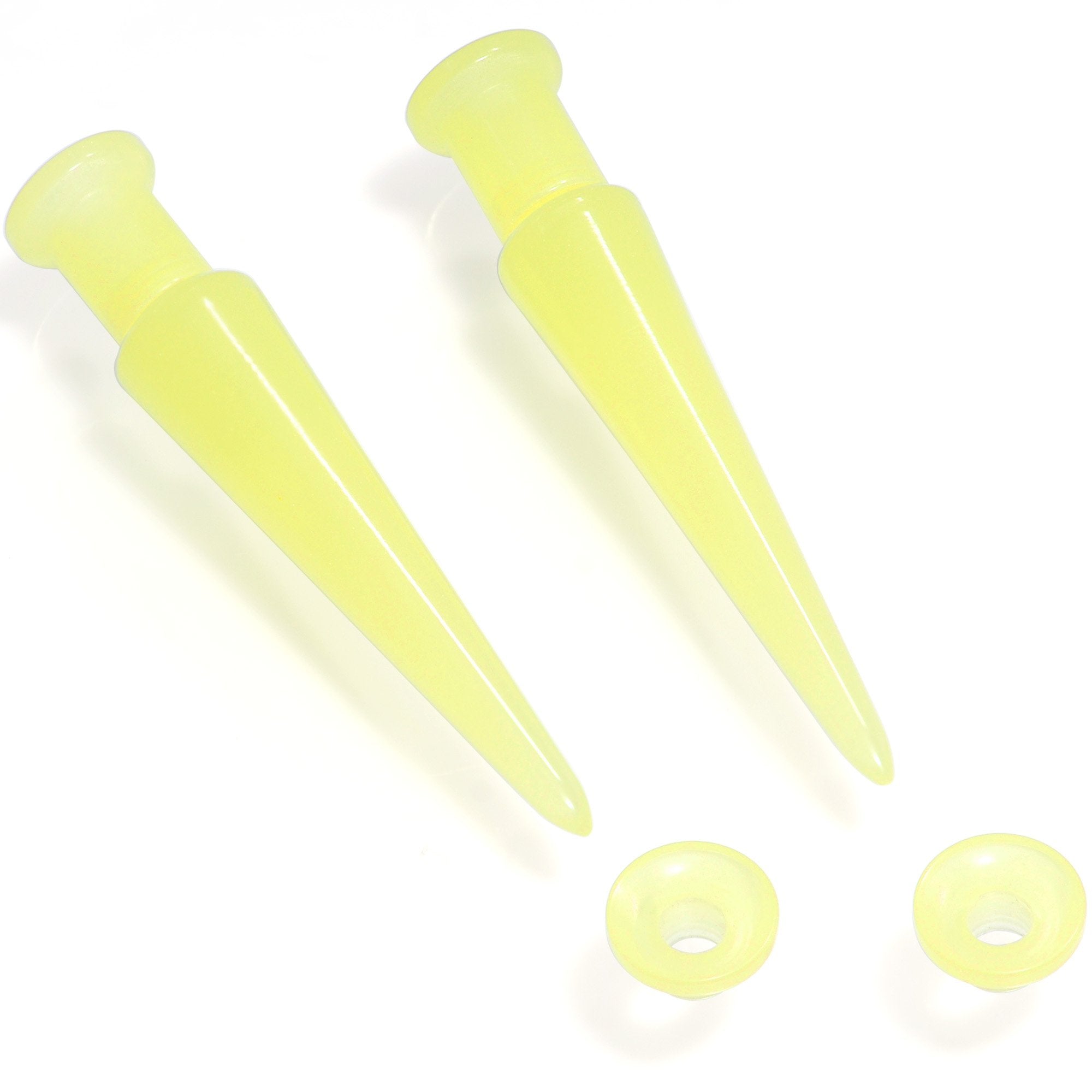 BodyCandy 2 in 1 Yellow Glow in Dark Interchangeable Screw Fit Plug and Taper Set — main product shot