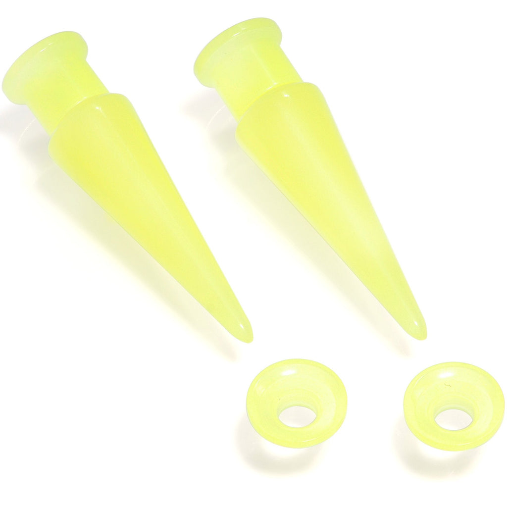 BodyCandy 2 in 1 Yellow Glow in Dark Interchangeable Screw Fit Plug and Taper Set — alternative angle