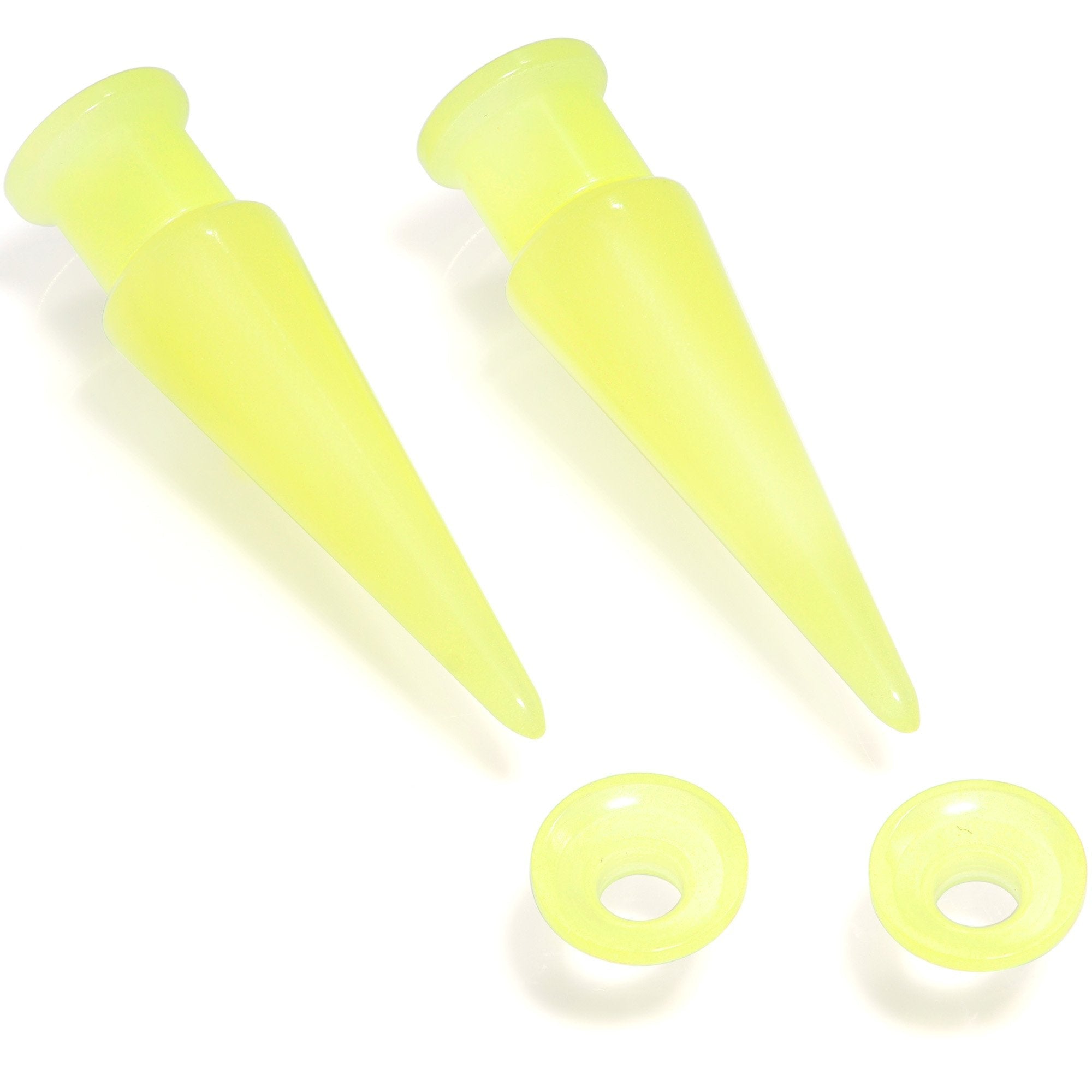 BodyCandy 2 in 1 Yellow Glow in Dark Interchangeable Screw Fit Plug and Taper Set — alternative angle