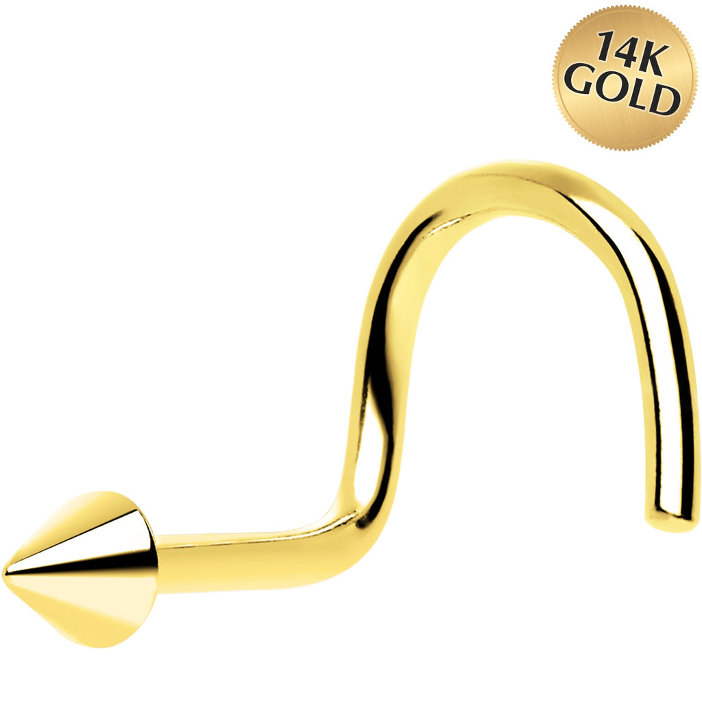 BodyCandy Solid 14K Yellow Gold CONE Nose Ring — main product shot