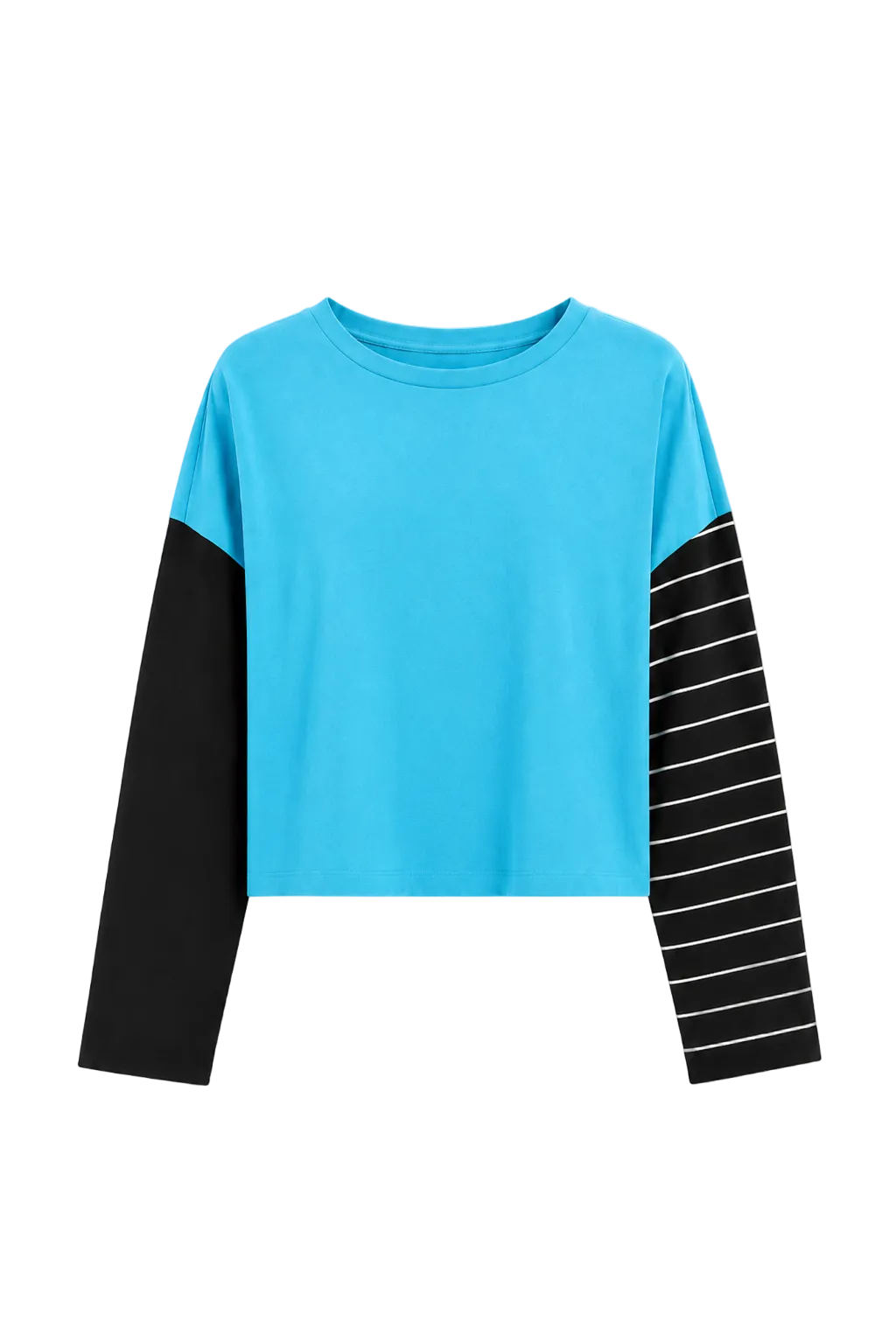 Pima Cotton Mixed Media Mini Luxury Boxy T-Shirt - Capri