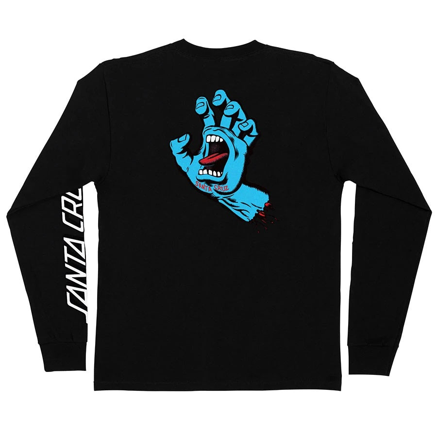 Santa Cruz Screaming Hand Long Sleeve Mens T-Shirt - Black, detail view