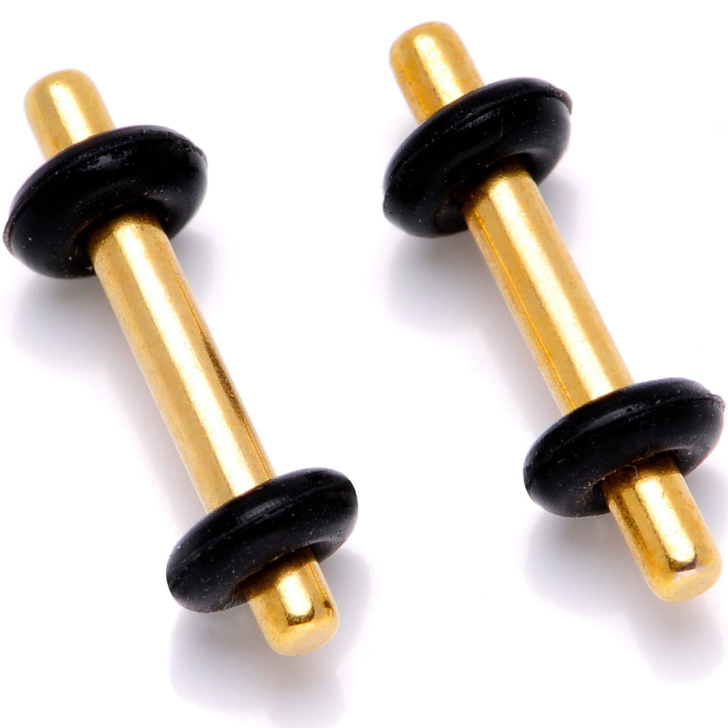 BodyCandy Gold Tone Anodized Titanium Micro Straight Plug Set 14G to 8G — main product shot