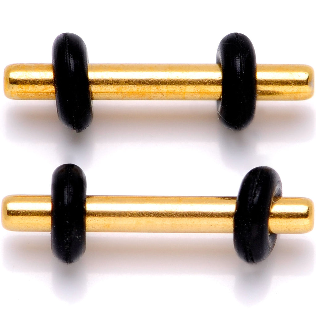 BodyCandy Gold Tone Anodized Titanium Micro Straight Plug Set 14G to 8G — detail close-up