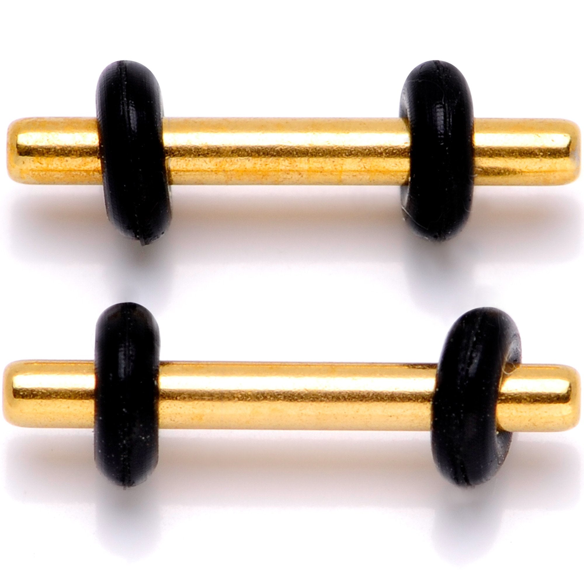 BodyCandy Gold Tone Anodized Titanium Micro Straight Plug Set 14G to 8G — detail close-up