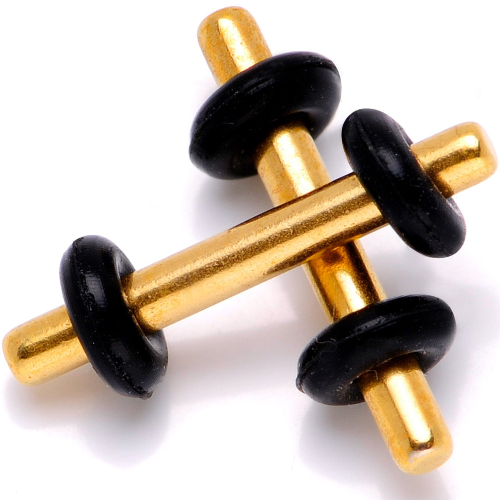 BodyCandy Gold Tone Anodized Titanium Micro Straight Plug Set 14G to 8G — lifestyle context