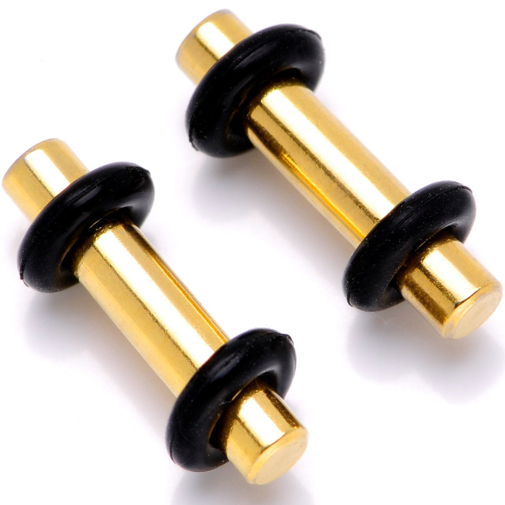 BodyCandy Gold Tone Anodized Titanium Micro Straight Plug Set 14G to 8G — side view