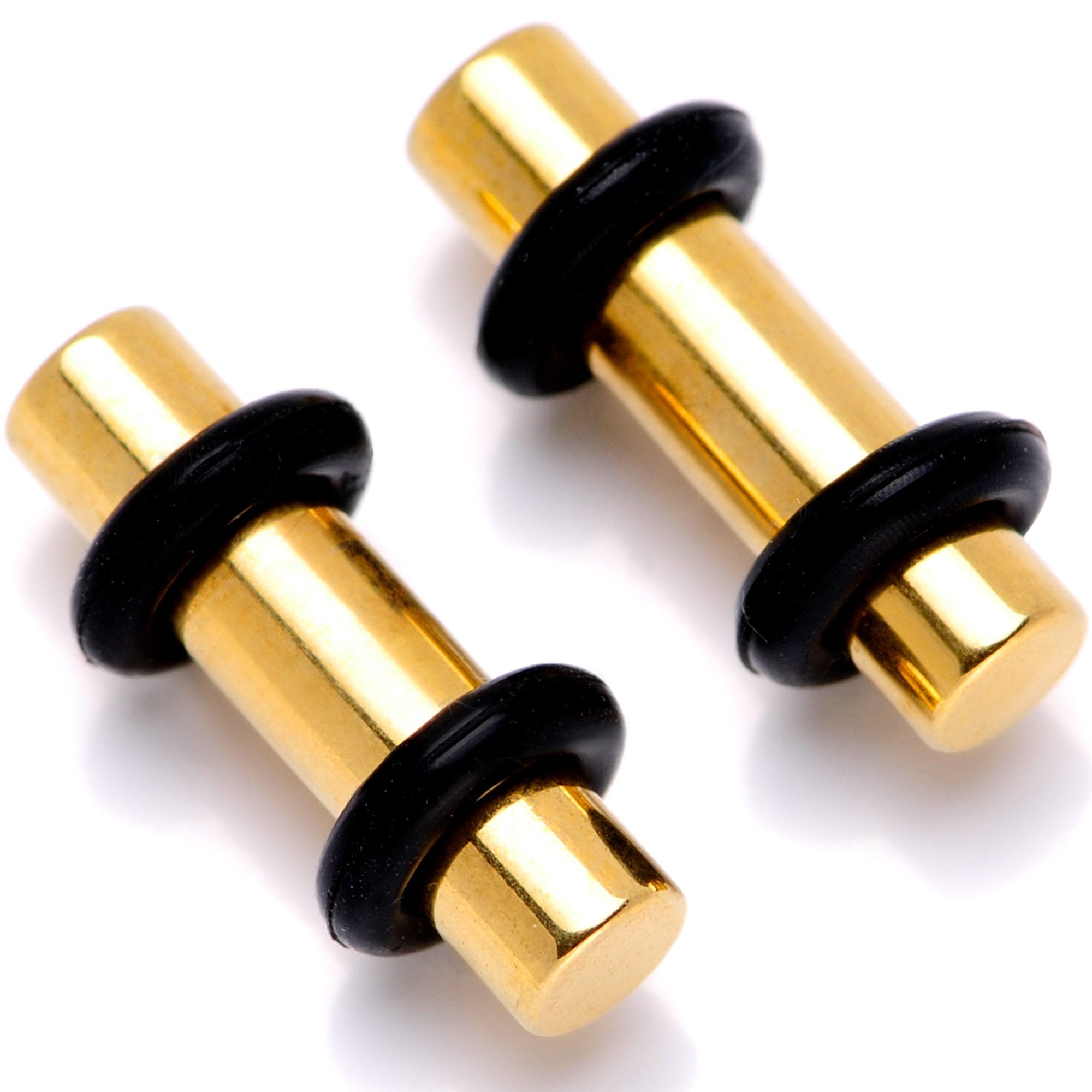 BodyCandy Gold Tone Anodized Titanium Micro Straight Plug Set 14G to 8G — back view