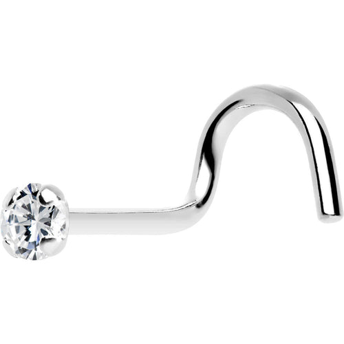 BodyCandy Solid 14K White Gold 2mm Cubic Zirconia SOLITAIRE Nose Ring — detail close-up