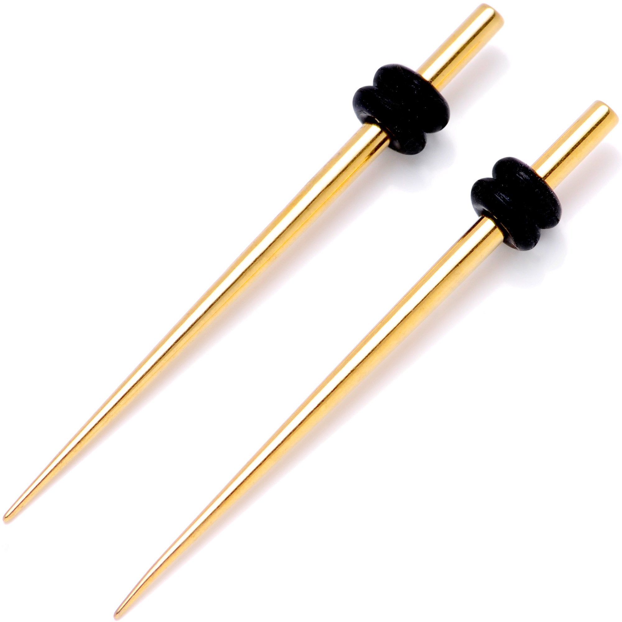 BodyCandy Gold Tone Anodized Titanium Micro Taper Straight Plug Set 14G to 8G — main product shot