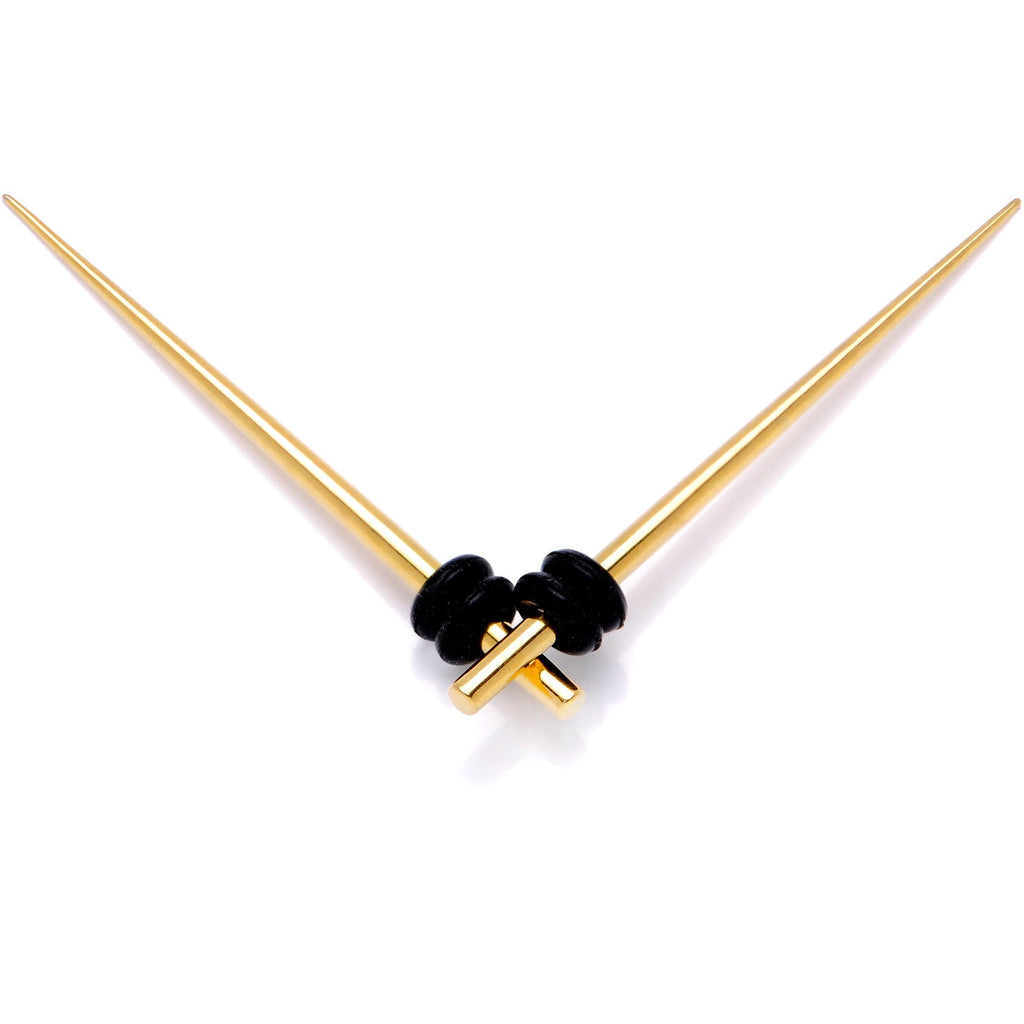 BodyCandy Gold Tone Anodized Titanium Micro Taper Straight Plug Set 14G to 8G — detail close-up