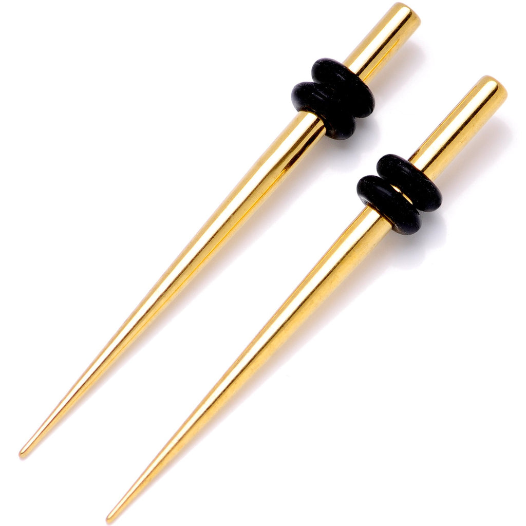 BodyCandy Gold Tone Anodized Titanium Micro Taper Straight Plug Set 14G to 8G — lifestyle context