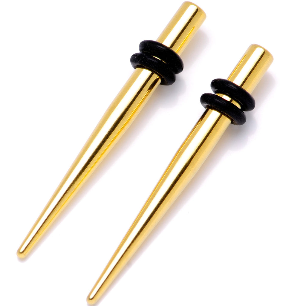 BodyCandy Gold Tone Anodized Titanium Micro Taper Straight Plug Set 14G to 8G — side view