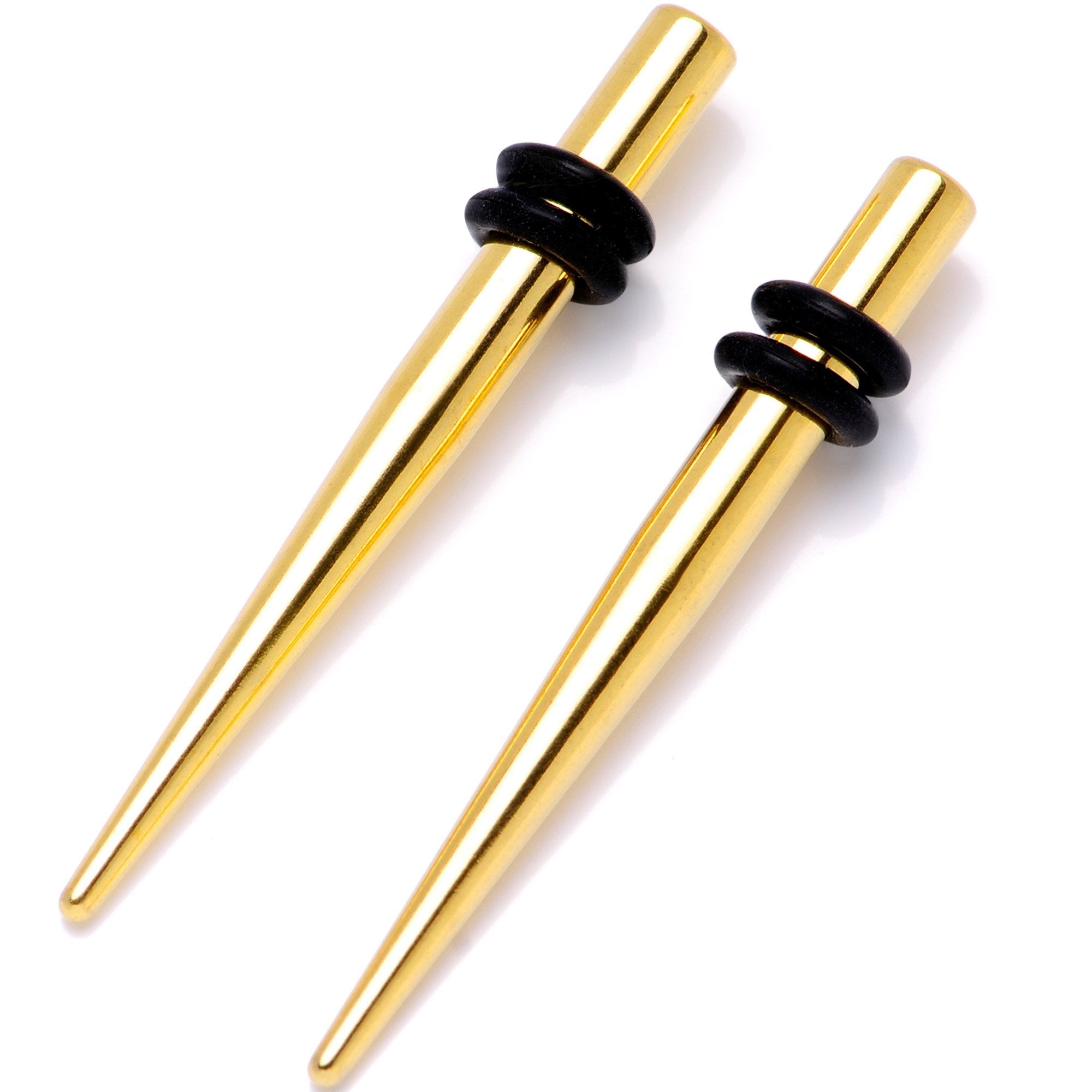 BodyCandy Gold Tone Anodized Titanium Micro Taper Straight Plug Set 14G to 8G — side view