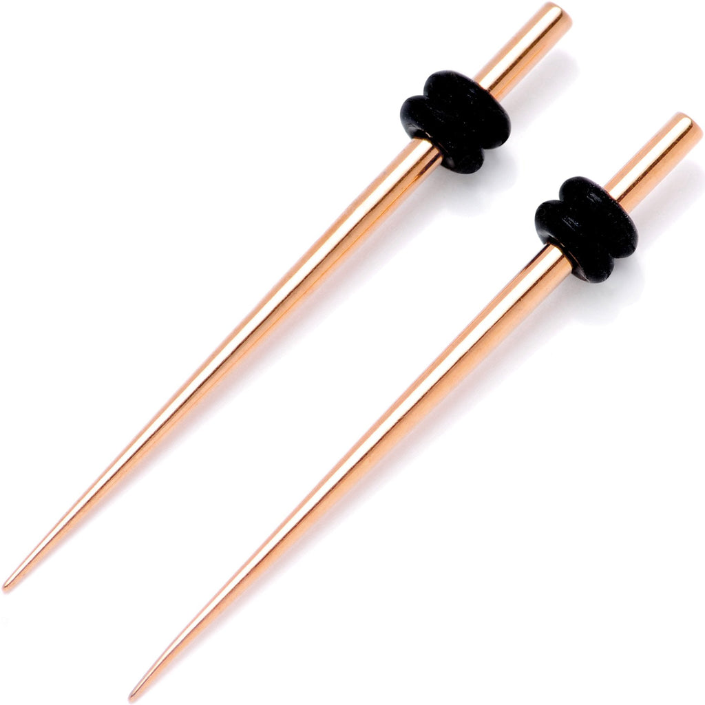 BodyCandy Rose Gold Tone Anodized Titanium Micro Taper Straight Plug Set 14G to 8G — main product shot