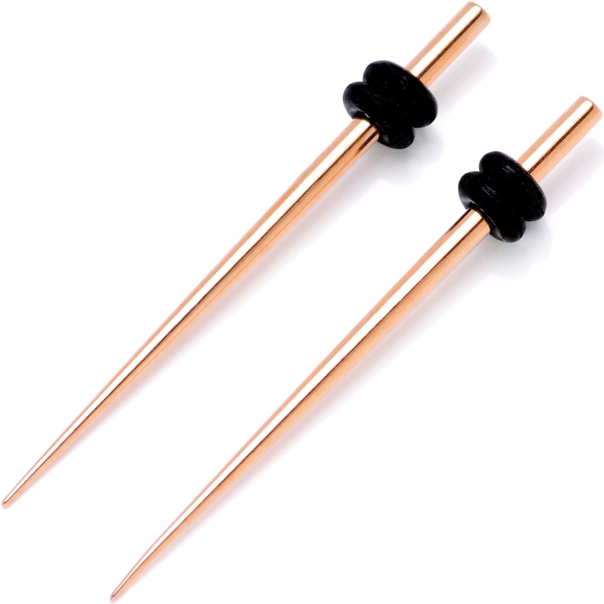 BodyCandy Rose Gold Tone Anodized Titanium Micro Taper Straight Plug Set 14G to 8G — main product shot