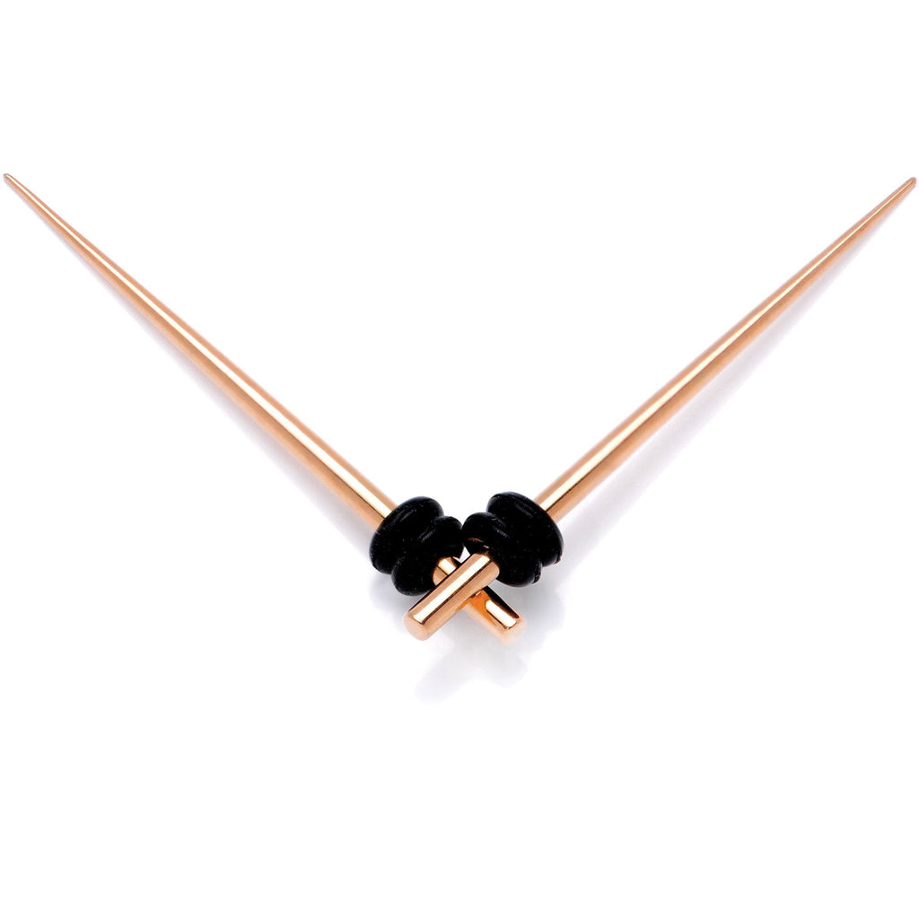 BodyCandy Rose Gold Tone Anodized Titanium Micro Taper Straight Plug Set 14G to 8G — detail close-up