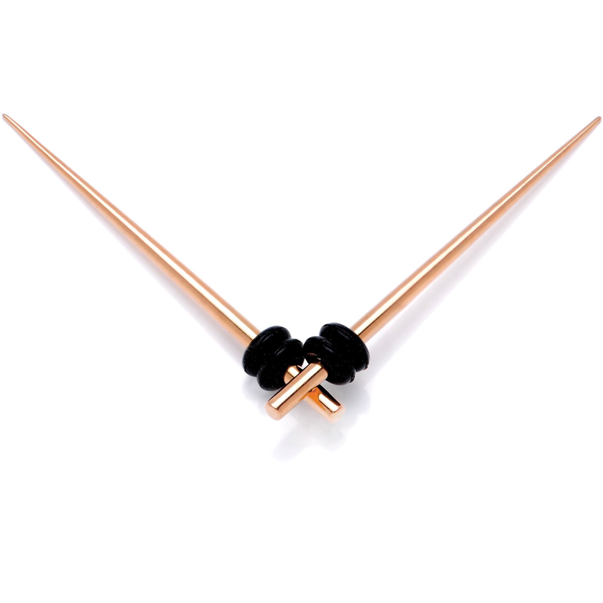 BodyCandy Rose Gold Tone Anodized Titanium Micro Taper Straight Plug Set 14G to 8G — detail close-up