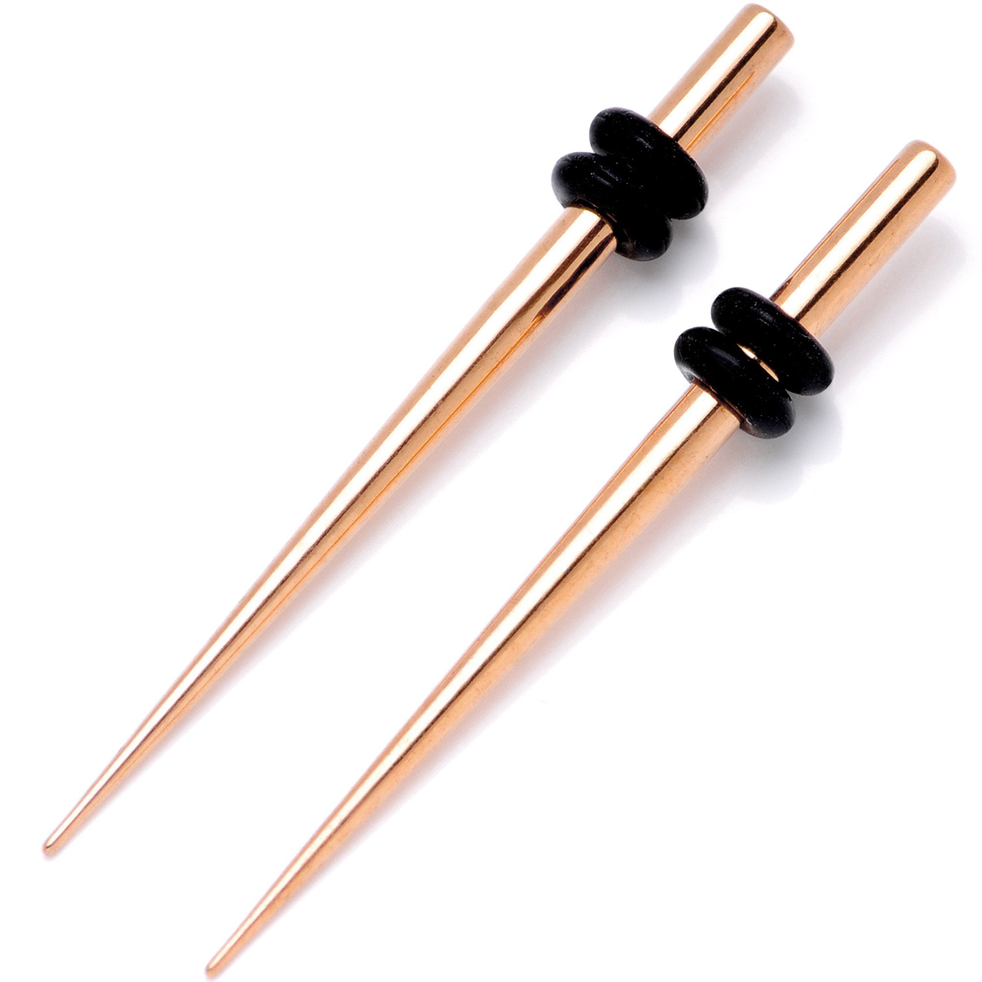 BodyCandy Rose Gold Tone Anodized Titanium Micro Taper Straight Plug Set 14G to 8G — side view