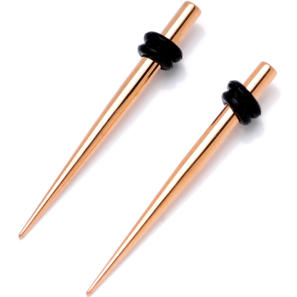 BodyCandy Rose Gold Tone Anodized Titanium Micro Taper Straight Plug Set 14G to 8G — lifestyle context