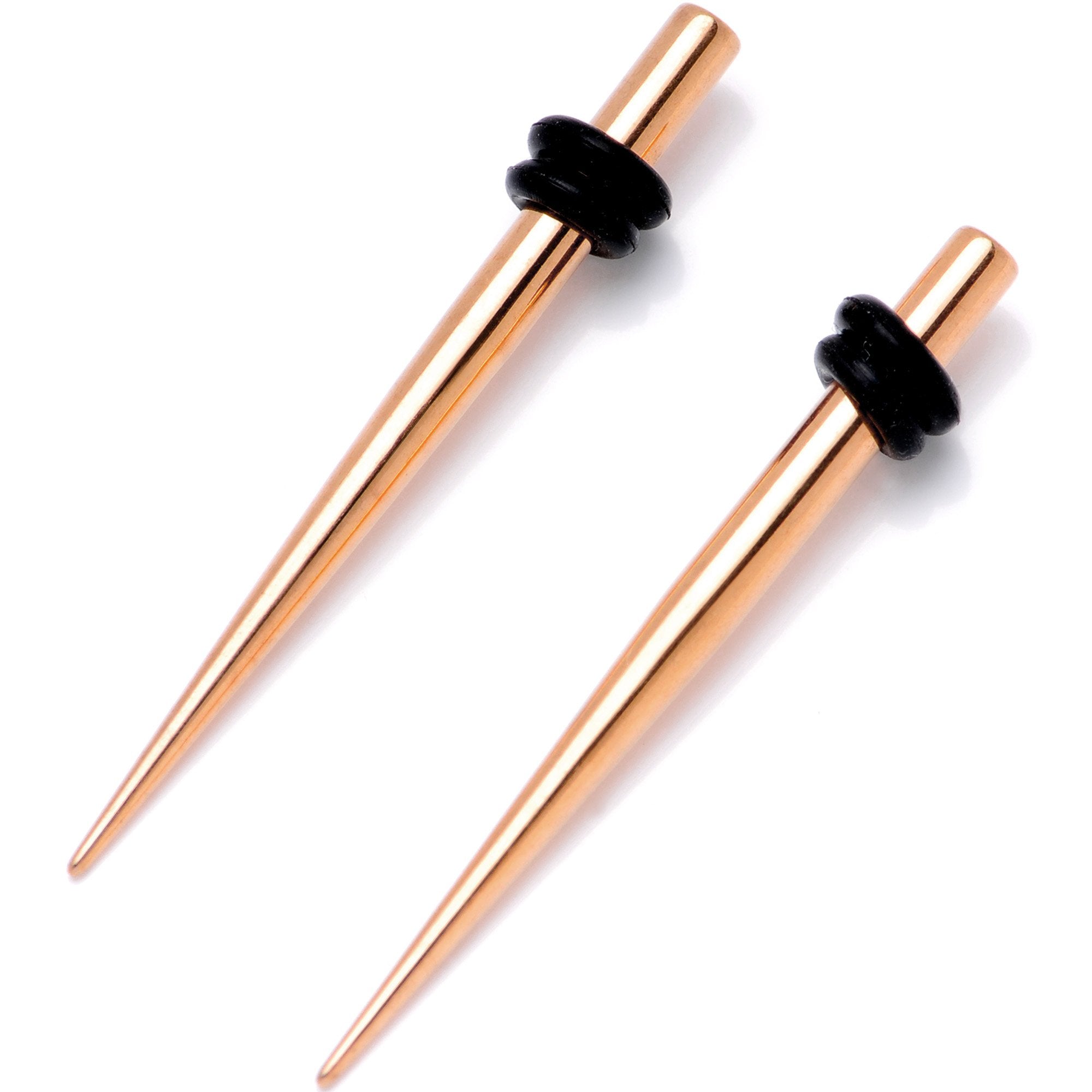 BodyCandy Rose Gold Tone Anodized Titanium Micro Taper Straight Plug Set 14G to 8G — lifestyle context