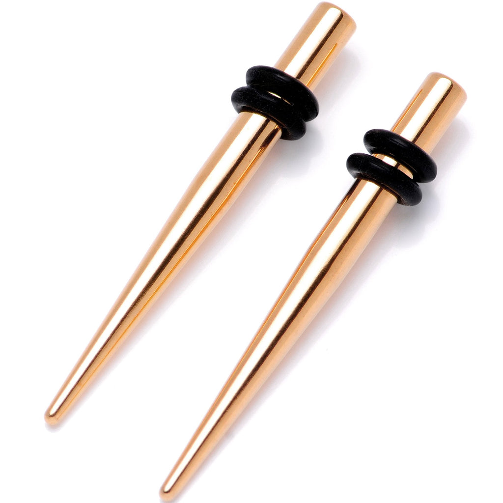 BodyCandy Rose Gold Tone Anodized Titanium Micro Taper Straight Plug Set 14G to 8G — back view