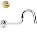 BodyCandy Solid 14K White Gold 2mm Cubic Zirconia SOLITAIRE Nose Ring — main product shot