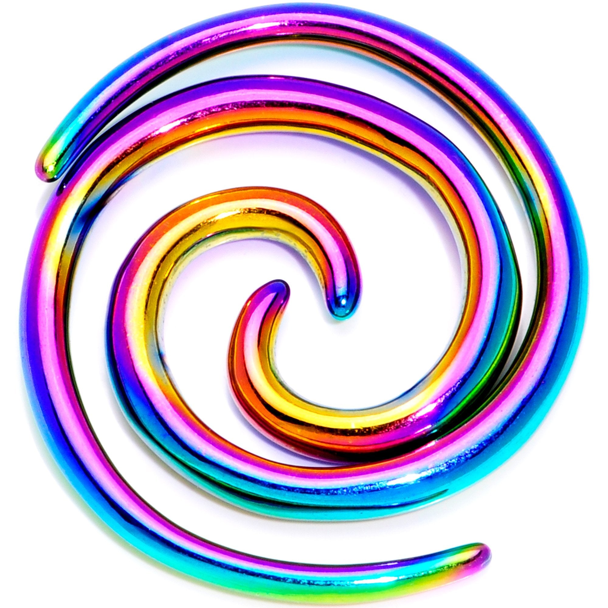BodyCandy Rainbow Anodized Titanium Micro Spiral Taper Set 12G to 8G — lifestyle context