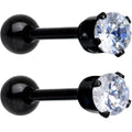 BodyCandy 16G 3/8 Clear Gem Black Anodized Titanium Cartilage Tragus Earring 2 Pack Set — main product shot