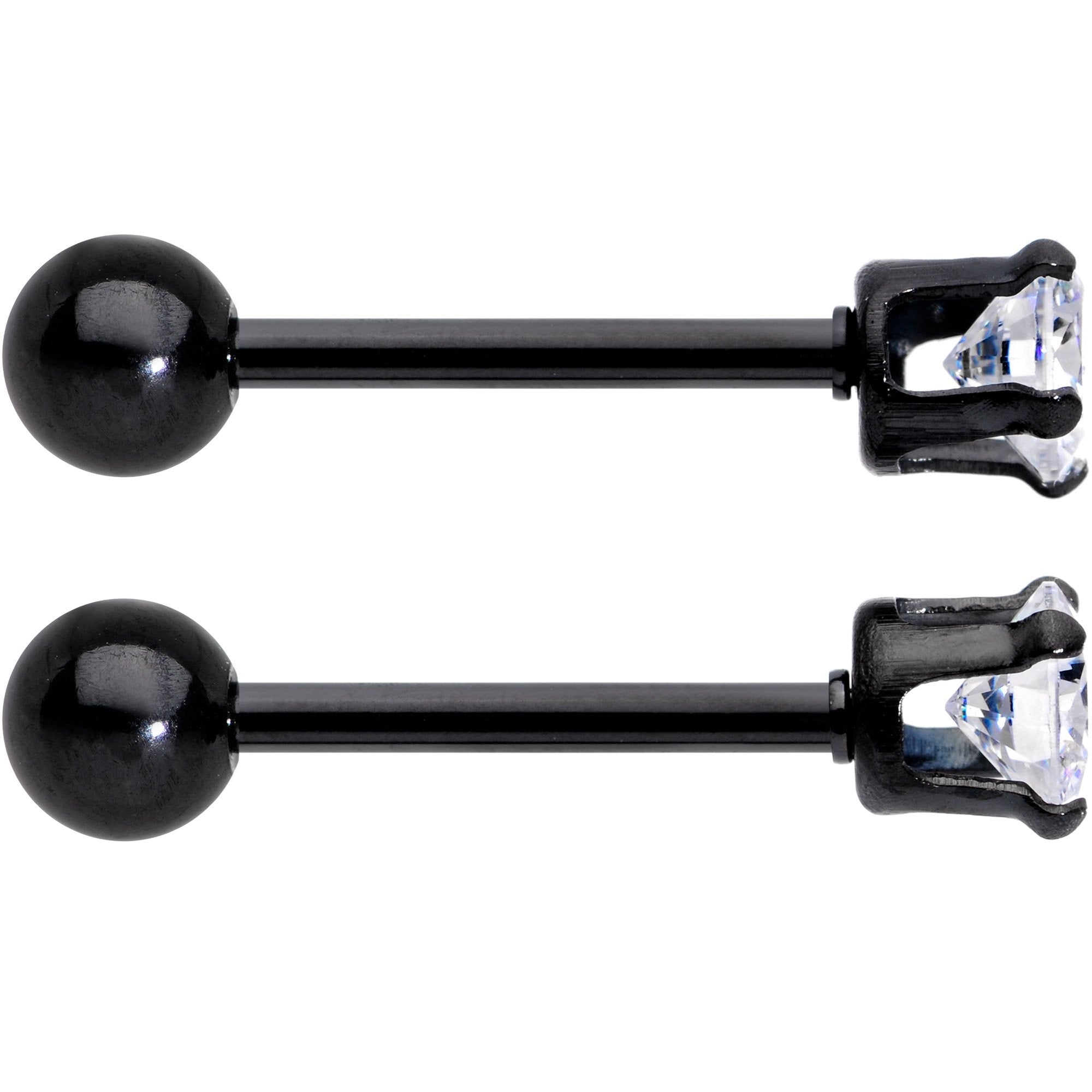 BodyCandy 16G 3/8 Clear Gem Black Anodized Titanium Cartilage Tragus Earring 2 Pack Set — lifestyle context