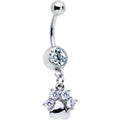 BodyCandy Clear CZ Gem Puppy Dog Paw Dangle Belly Ring — main product shot