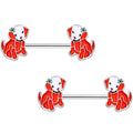 BodyCandy 14G 9/16 Red Puppy Parade Barbell Nipple Ring Set — main product shot