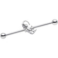 BodyCandy 14G Clear Gem Half Heart Kitten Industrial Barbell 38mm — main product shot