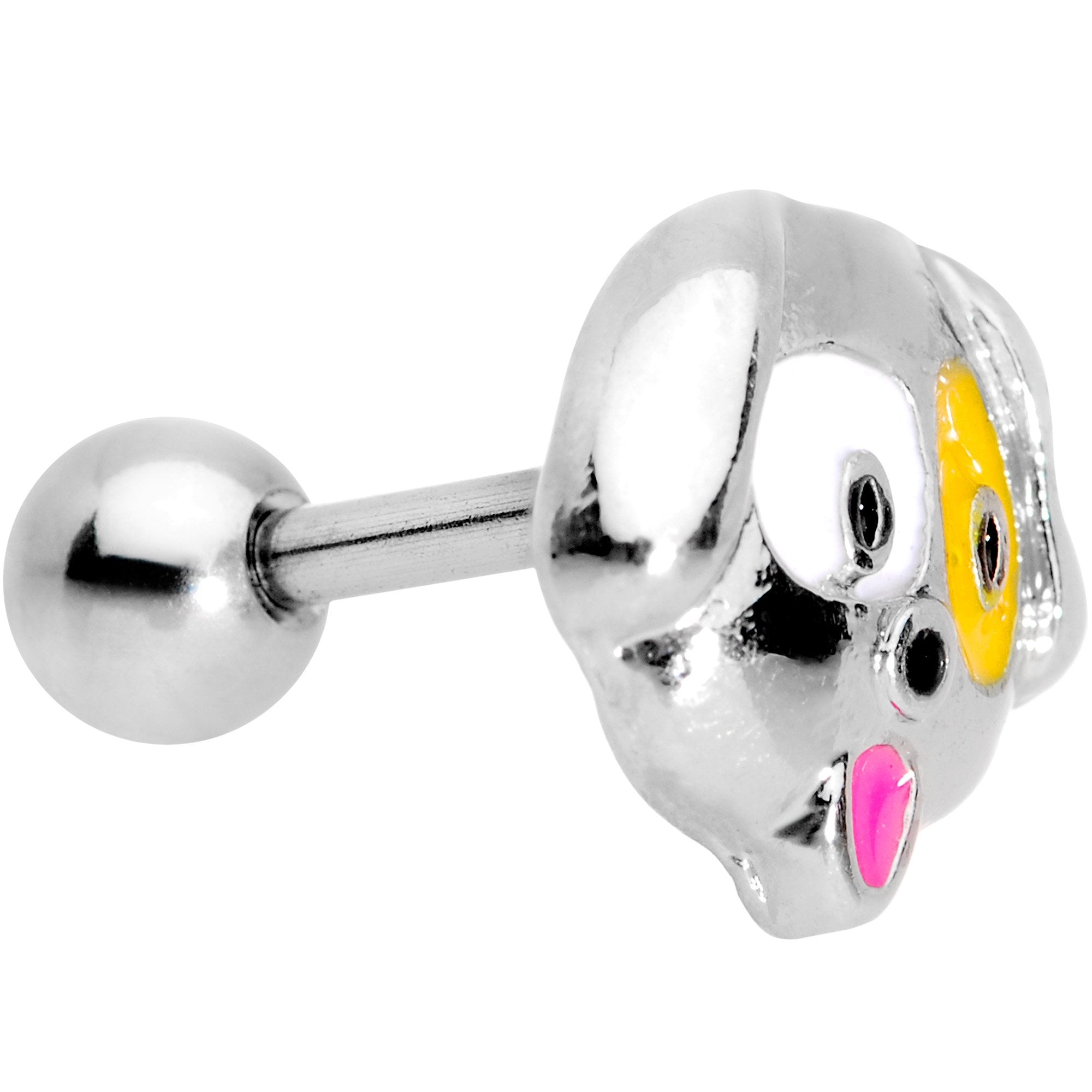 BodyCandy 16G 1/4 Orange White Perfect Pooch Dog Tragus Cartilage Earring — detail and construction