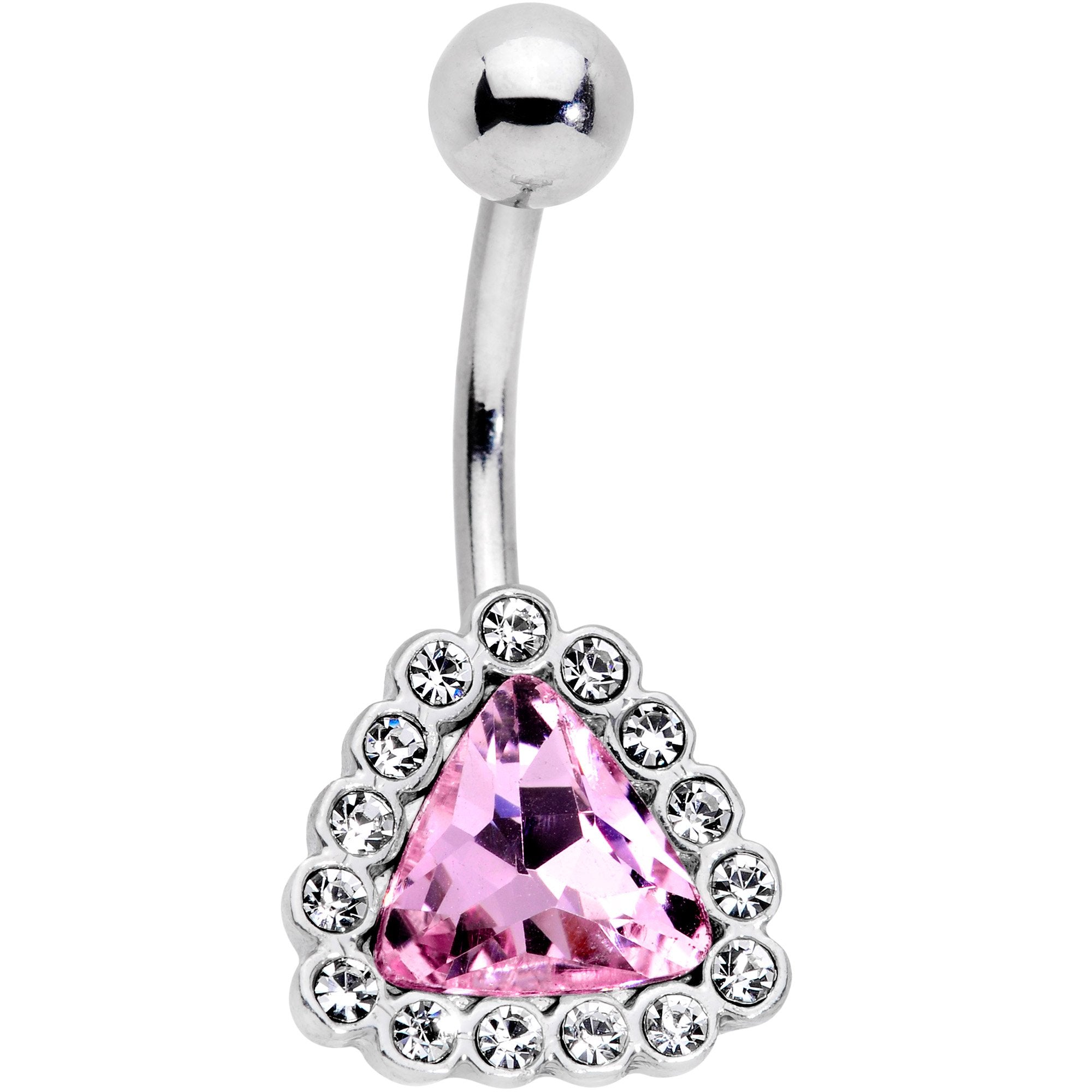 BodyCandy Clear Pink Gem Chunky Pyramid Star Belly Ring — main product shot