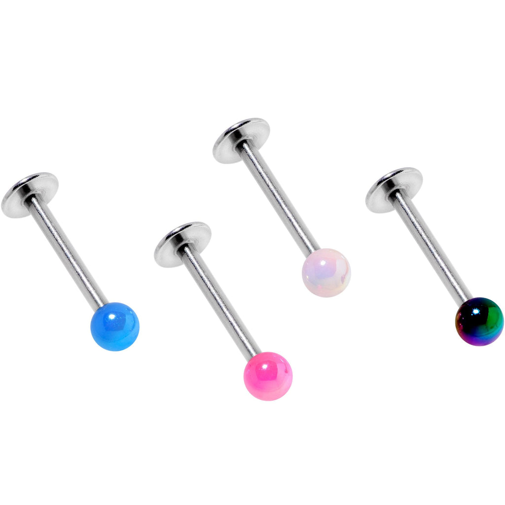 BodyCandy Multi Color Pearlescent Acrylic Ball Labret Monroe Tragus Set of 4 — detail and construction