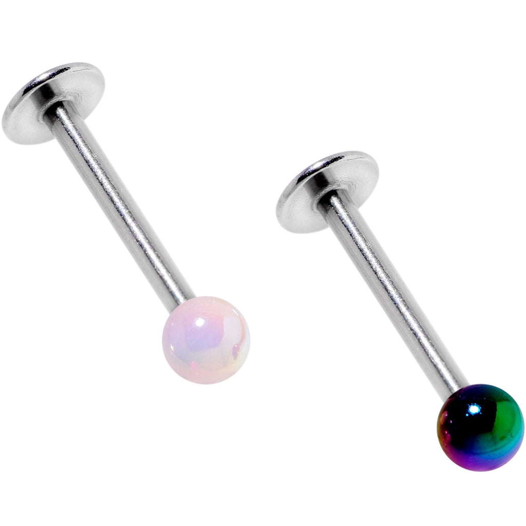 BodyCandy Multi Color Pearlescent Acrylic Ball Labret Monroe Tragus Set of 4 — branding close-up
