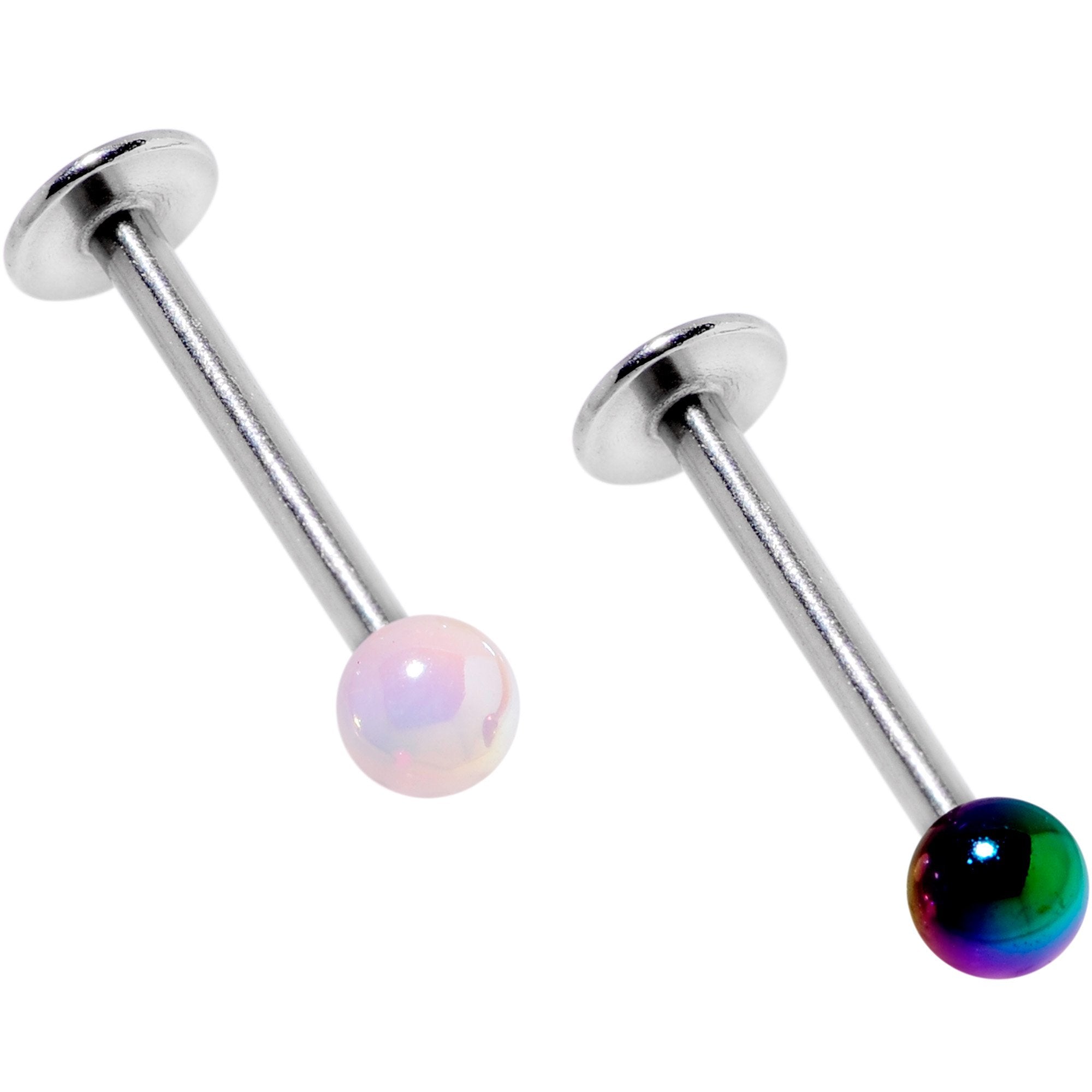 BodyCandy Multi Color Pearlescent Acrylic Ball Labret Monroe Tragus Set of 4 — branding close-up