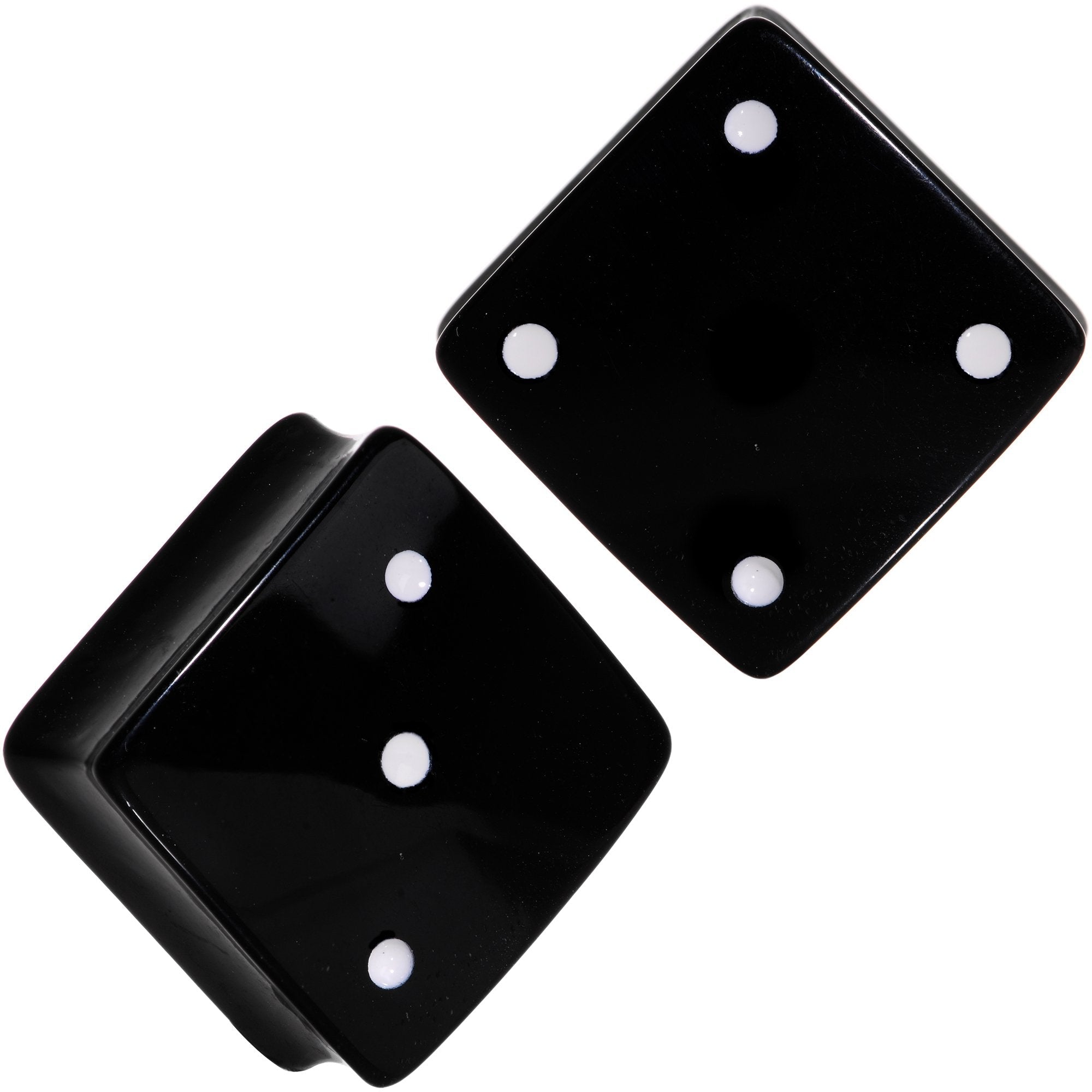 BodyCandy Black Acrylic Square Shaped Lucky 7 Dice Saddle Plug Set 22mm to 31mm — back view